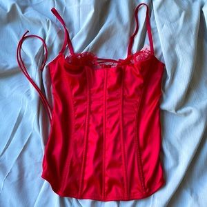 Built in bra, corset, side zip, small, red